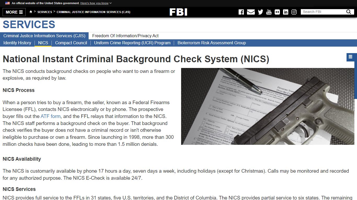 National Instant Criminal Background Check System (NICS) — FBI